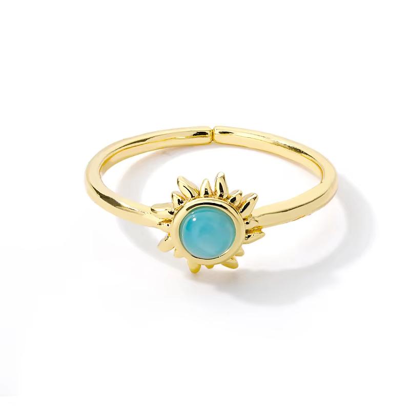 Glowstone Anillos Moon Sun Rings Elegant Women Vintage Gold Color Stainless Steel Mini Sunflower Ring Jewelry Christmas Gifts