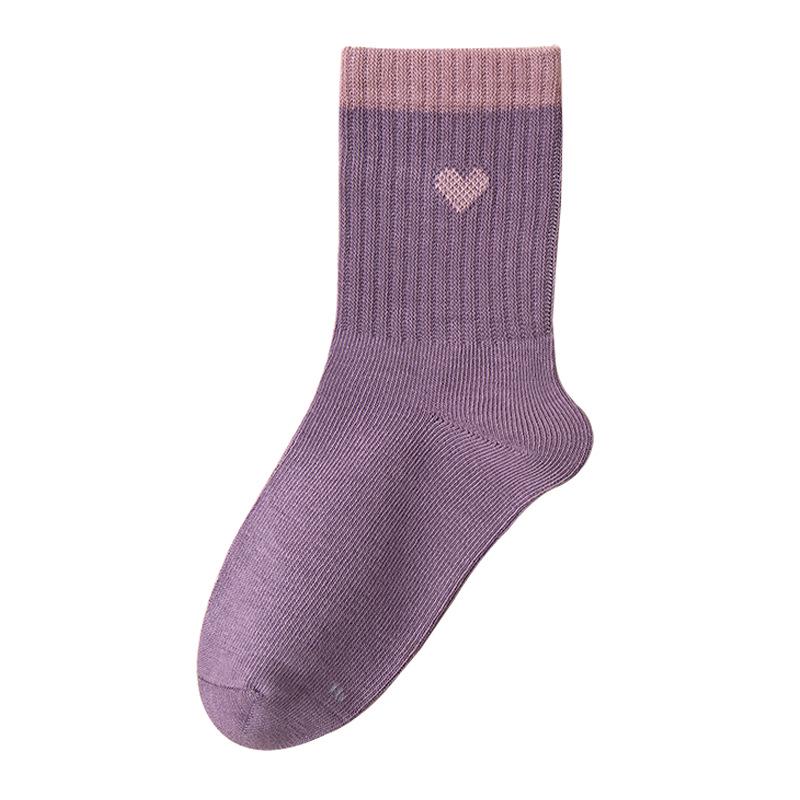 Girls’ Boneless Cotton Mid-Calf Socks - Breathable, Deodorant, Spring/Autumn Style