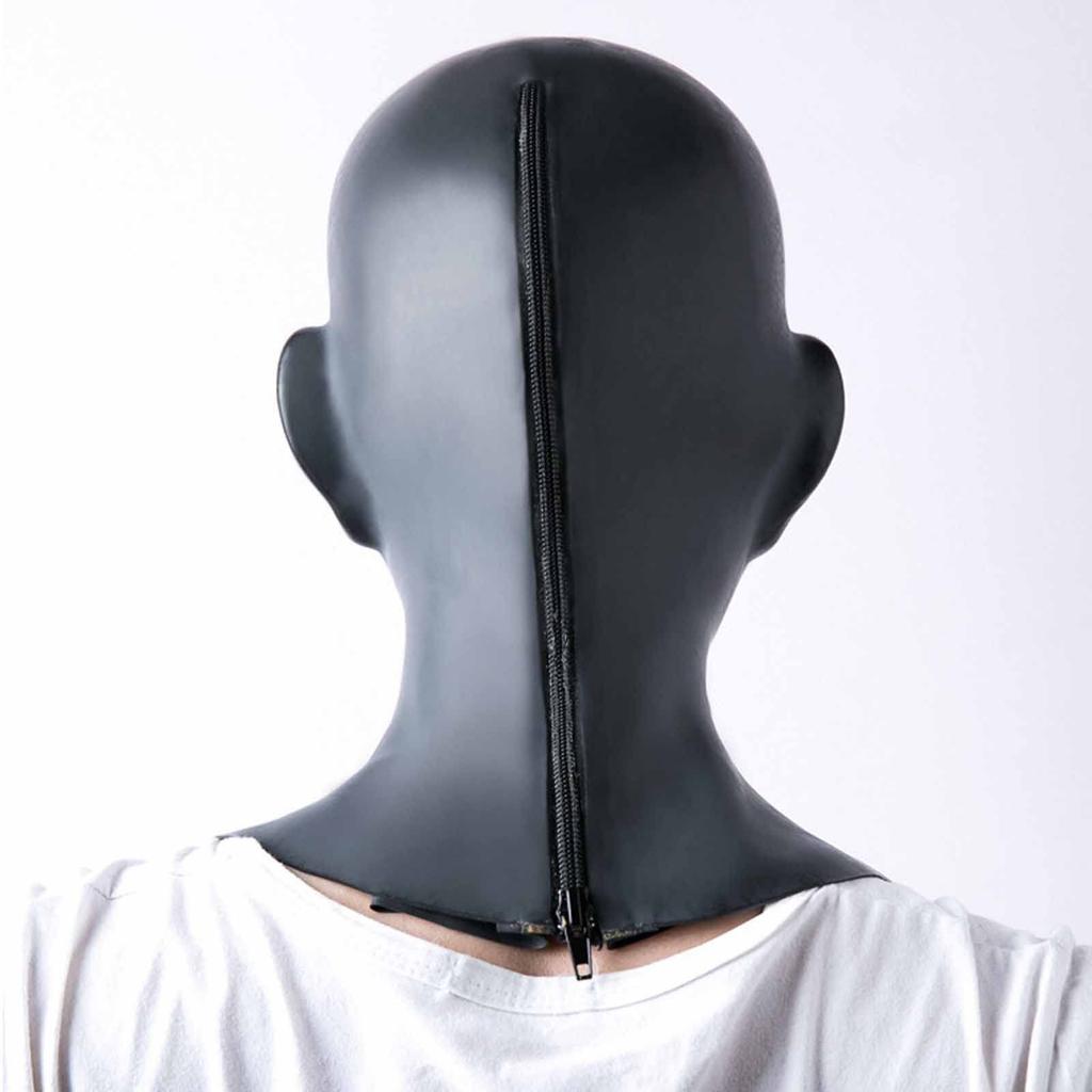 Maske for SM Open Latex Restraint Full for Menn og Inkluderer Knebel og Restriksjon Voksenfest Glidelåslukking Fullhodelek, Øyne, Maske, Hodeplagg, Ansikt,