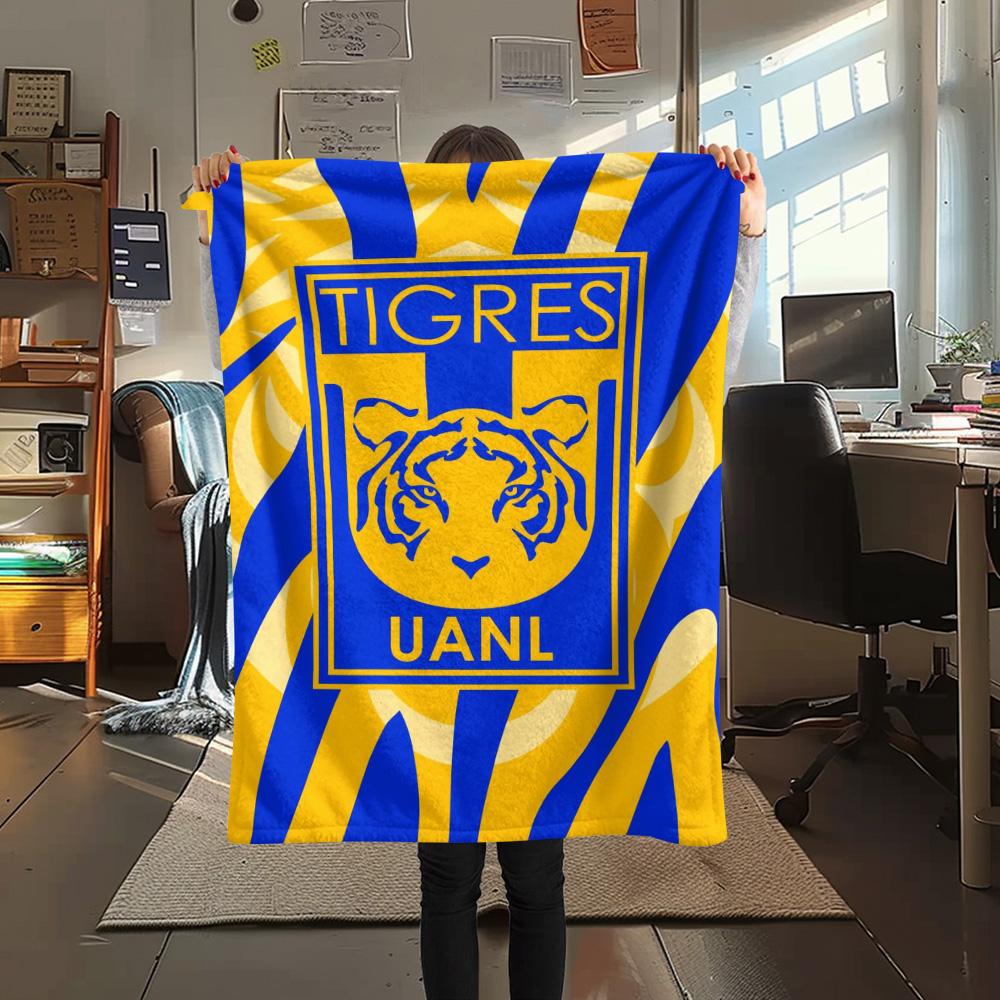 1Pc Tigres UANL Print Flannel Blanket High Quality Warm Comfortable Cover for All Seasons Perfect for Gifts Home Decor