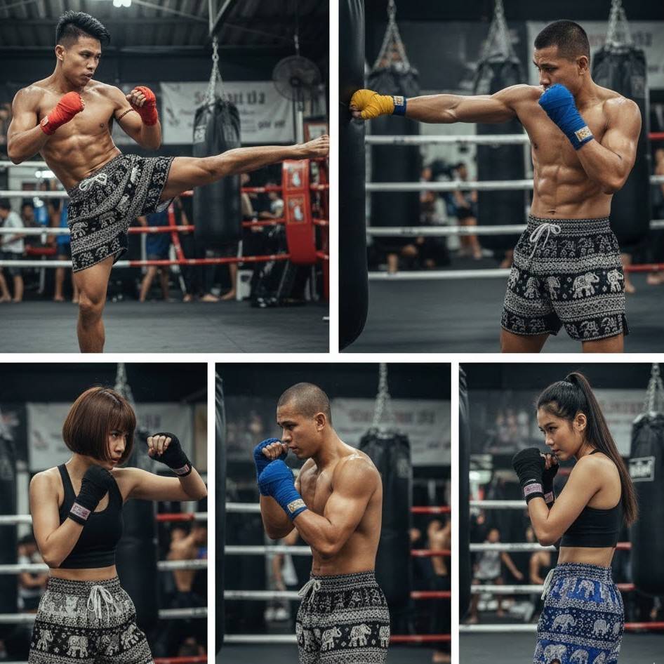 Boxing Shorts Muay Thai Elephant Pants Training Kickboxing Print Quick Dry Martial Art Boxer Kid Unisex Men Women Fighting Fitness Sport Gym Workout