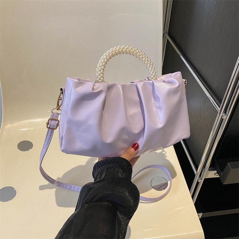 Spring Summer Stylish New Women's Bag Pearl Wrinkle Cloud Handbag Shoulder Crossbody Mini Bag