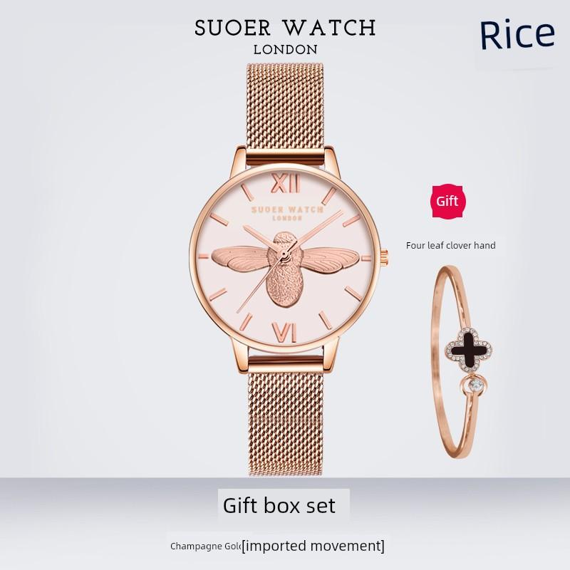 Light Luxury Bee Watch for Women, Fashionable and Trendy, Student-Style, Waterproof, Ins-Style, Niche High School Student Quartz Watch