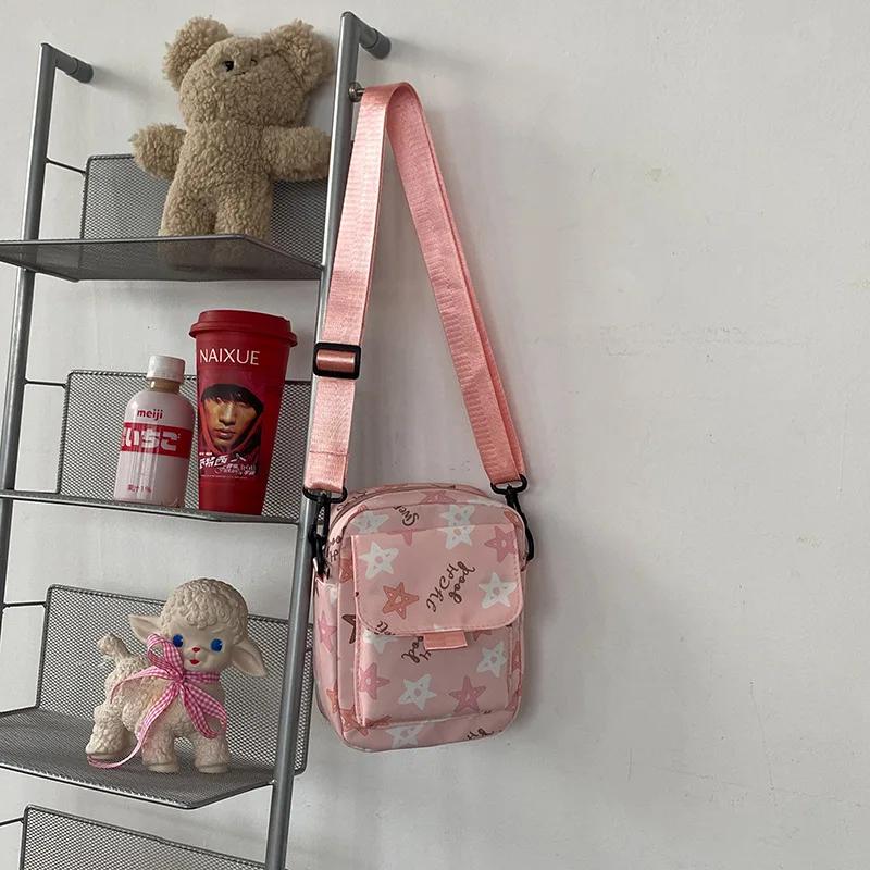 Söta Tryckta Femkantiga Stjärnstudent Kvinnor Axelväskor Mobiltelefonväska Crossbody-väska för Kvinnor Mamma Barn Väskor