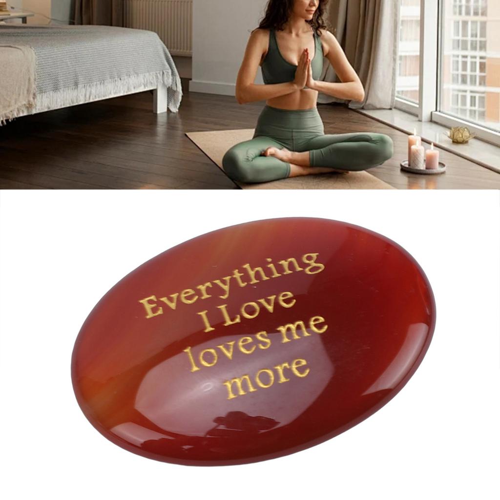 Worry Stone Red Agate Portable Engraved Motivational Inspirational Stone for Daily Life