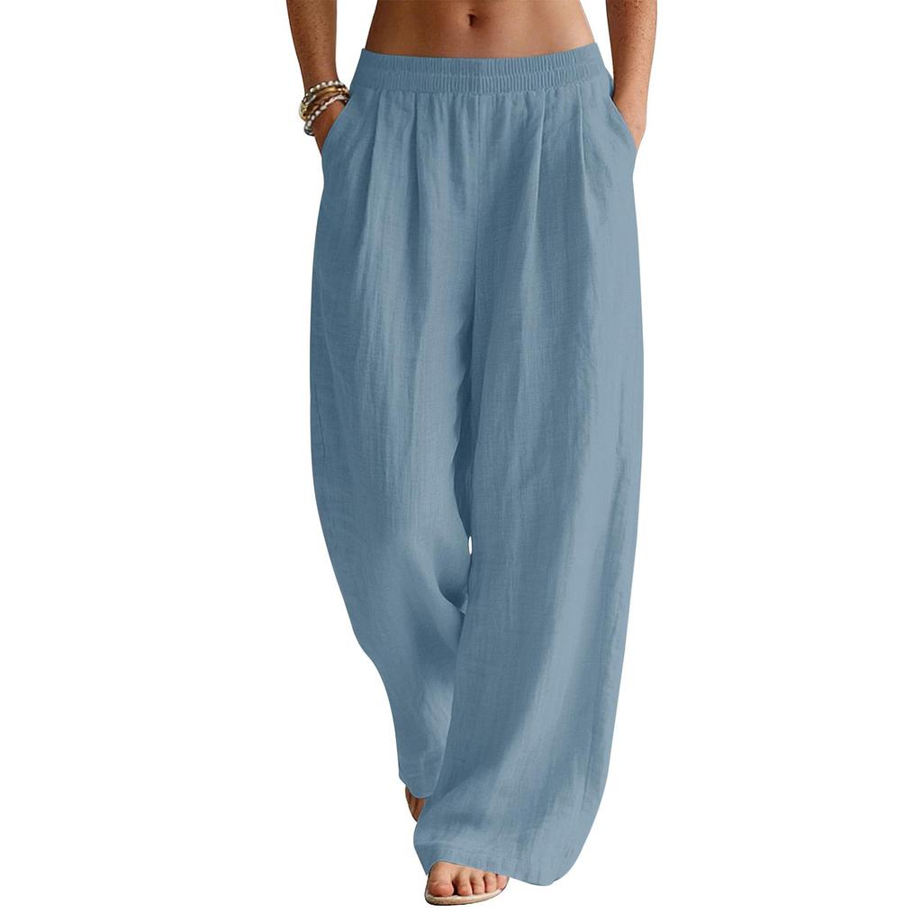 Women's Casual And Fashionable Color Loose Pants With Pocketes