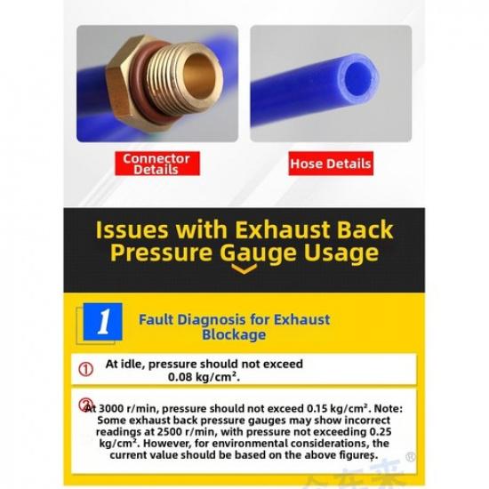 Back Pressure Gauge for Automotive Exhaust with Clear Mechanical Pointer