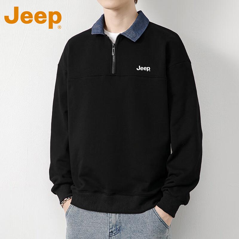 JEEP Men's Half-Zip Polo Long-Sleeve Sweatshirt
