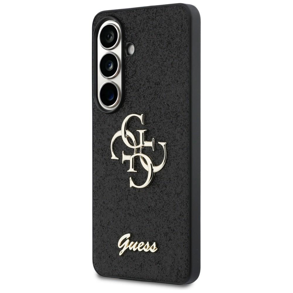 Funda Guess Fixed Glitter Big 4G con Logo Metálico para Samsung Galaxy S26 negro