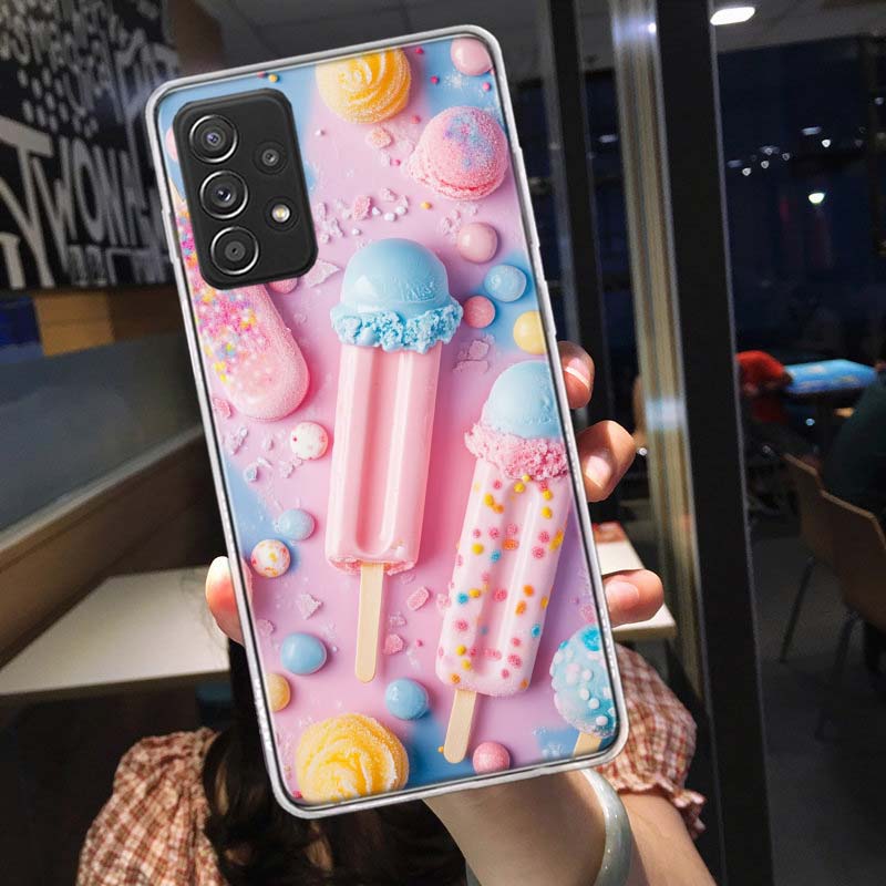 Colorful Ice Cream and Popsicles Phone Case for Samsung A54 A57 A37 A17 A14 A15 A12 A24 A34 A55 A35 A25 A52S A07 A05S A04S A22 A
