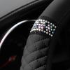 Bling Car Steering Wheel Cover, 15 Inch Rhinestones Soft Leather Elastic Steering Wheel Protector, Sparkly Crystal Diamond For Women Girls, Car
