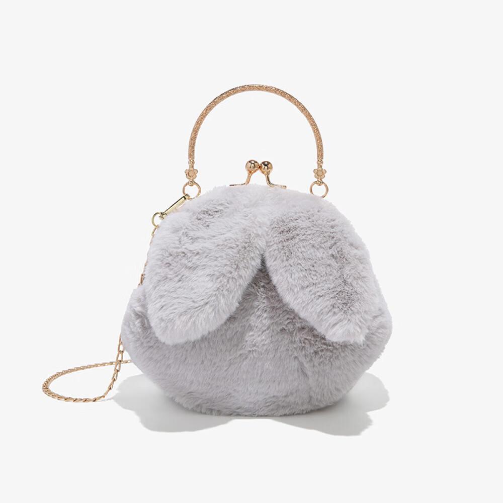 

Плюшевая сумка, женская сумка на цепочке, сумка через плечо на одно плечо, сумка для мобильного телефона, чтобы отправить подруге, длина 28 см, ширина 10 см, высота 17 см серебряный