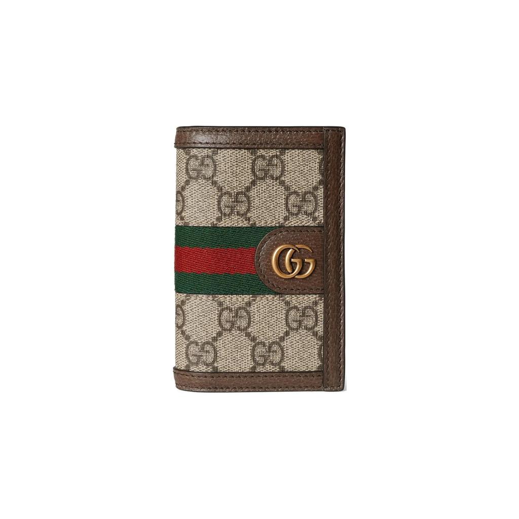 Gucci Ophidia Gold Tone Accessory Flap Closure Canvas And Leather Trim Card Holder Men Accessories 734943-FADI7-9764
