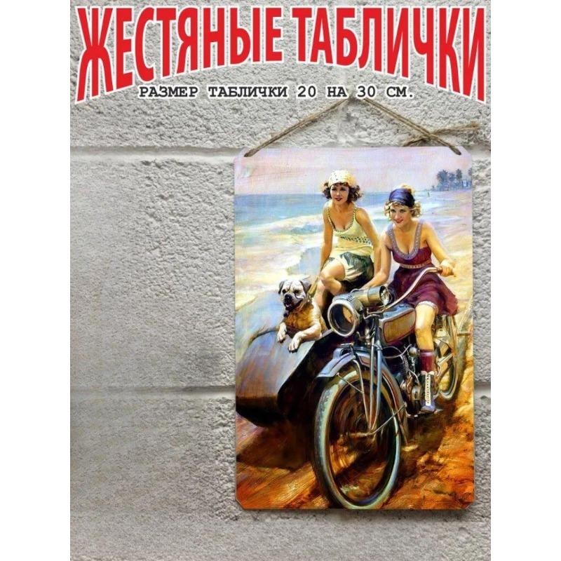 Motorcycle Metal Wall Art 20x30cm, Vintage Bike Decor Plaque