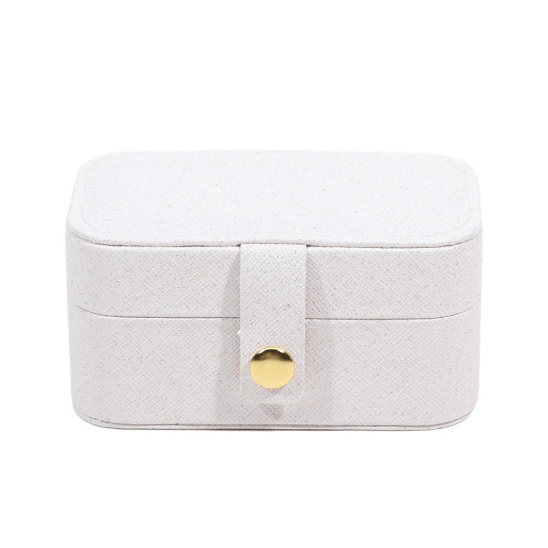 Simple PU Leather Jewelry Storage Box Mini Solid Color Jewelry Display Case Packing Portable Ring Necklace Case Girls