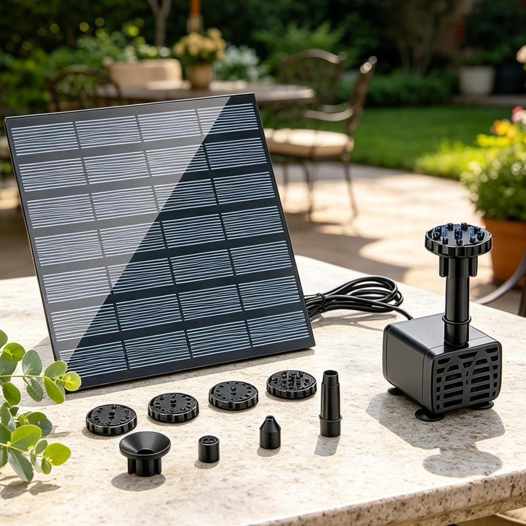 Solar Fountain with 8 Nozzles Outdoor Pond Water Pump 1.5w Solar Fountain Pump for Garden Pond Patio Backyard Lawn Pathway Pool