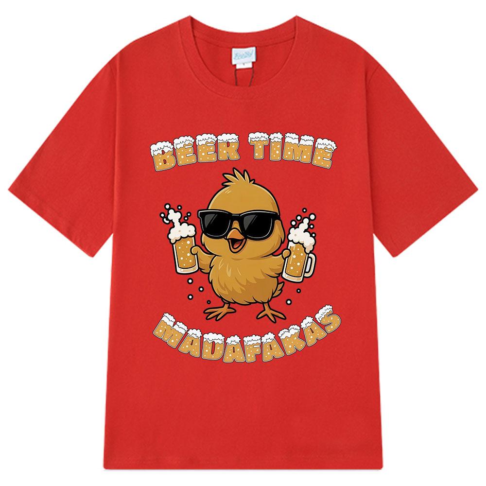 Funny Beer Time Madafakas Humor Meme T-shirt Man Woman Fashion Oversized Clothing Summer Cotton Loose Casual T-shirts Streetwear S