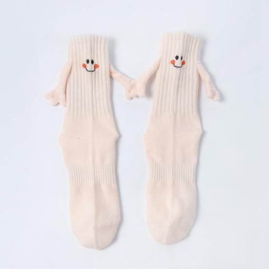 Chaussettes Visage Souriant pour Femmes Chaussettes Magnétiques Se Tenant la Main Chaussettes Montantes Côtelées Amusantes Extensibles pour Enfants Adolescents Cadeaux d'Anniversaire Saint-Valentin
