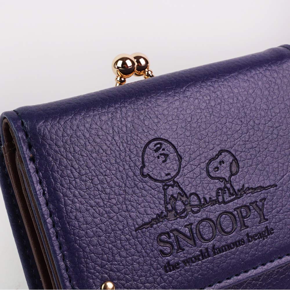 Portofel cu două pliuri și închidere, bleumarin [Snoopy] pentru femei