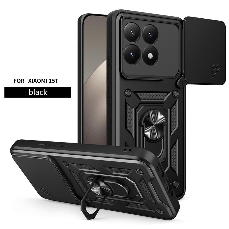 For Xiaomi 15T 5G Case Armor Slide Camera Lens Protection Phone Cover For Mi 15T Mi15t 15 T Xiaomi15T Magnetic Ring Stand Funda