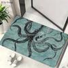 Blue Octopus Artistic Non-Slip Floor Mat Absorbent Washable Decorative Area Rug for Bathroom Shower Wash Basin Toilet