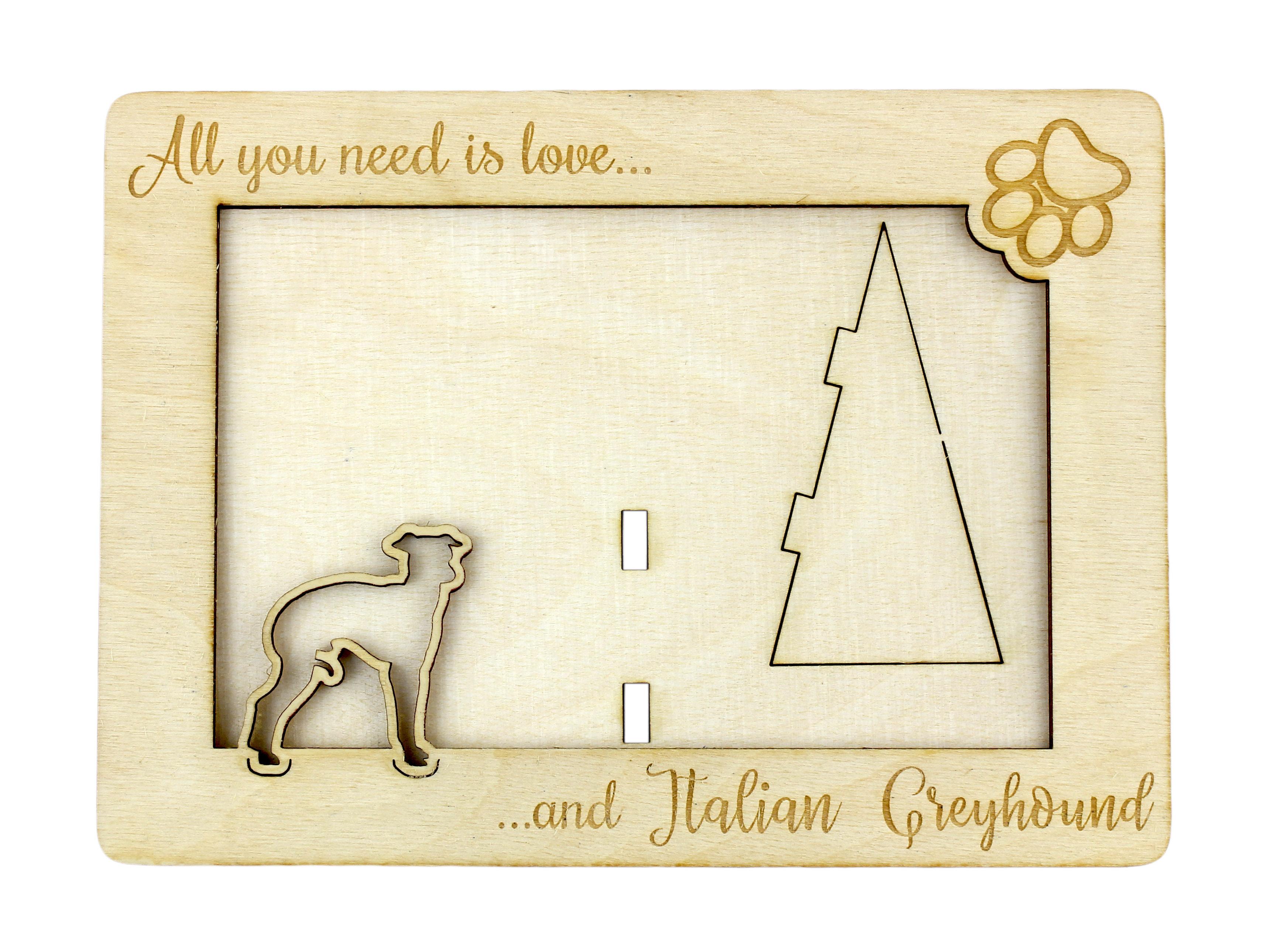 

Italian Greyhound, Italian Sighthound - Photo frame, engraved wooden frame, a lovely gadget for the dog lover by Art-Dog