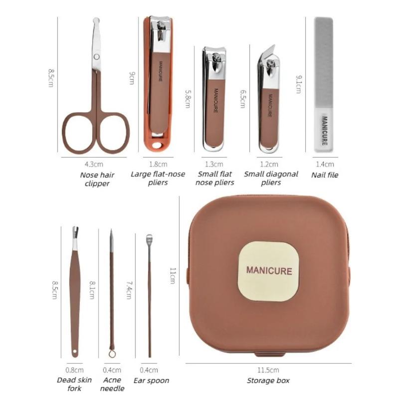 Negleplejesæt Anti-Stænk Manicure Sæt Rustfrit Stål Negleklipper Bufferfil Plejeværktøj Med Rejseetui Til Mænd Kvinder
