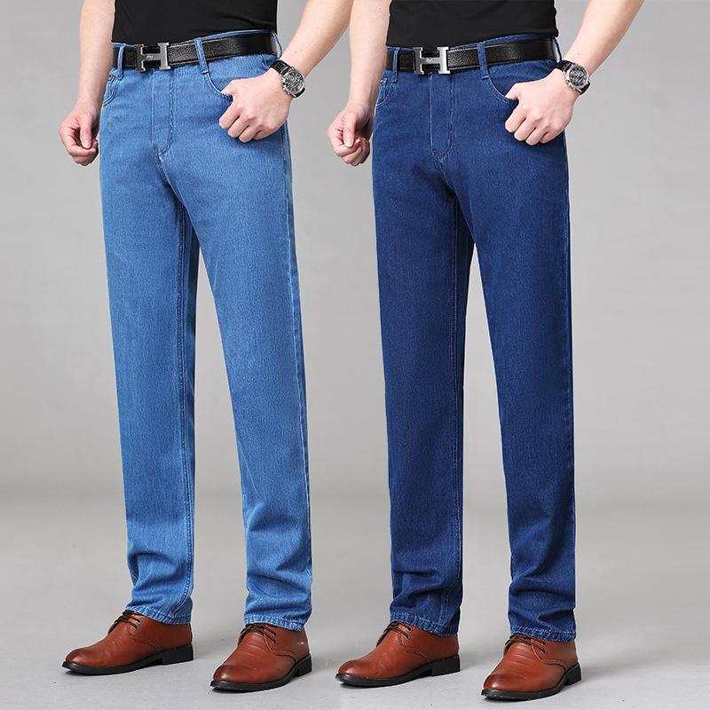 2026 Summer Men's Loose Straight-Leg Cotton Jeans - Middle-Aged Dad's Casual Wear