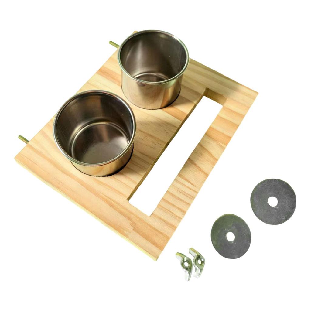 Hanging Bird Perch Feeding Cup Wooden Stand Bird Feeder Bowl for Parrot Cage Accessories and Outdoor Use