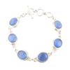 Natural Dark Blue Cat's Eye Gemstone 925 Sterling Silver Handmade Bracelet 8.5" RB-3-30