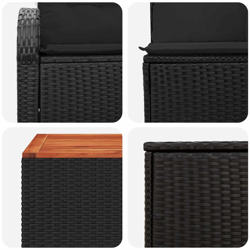 Sofa Set 6 Pieces Black Poly Rattan and Steel