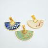 Hot-Selling Enamel Gold-Plated Fan Pendant Necklace - Retro Chinese Style for Women