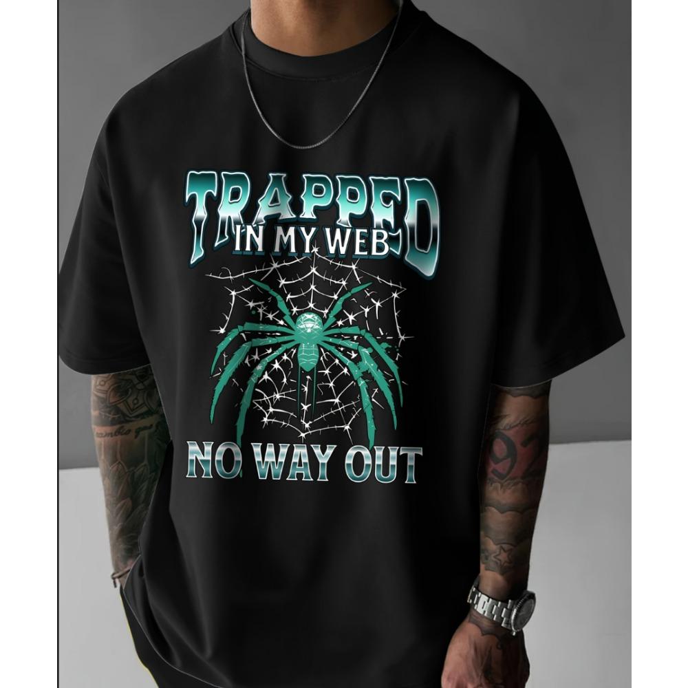

Men s Creative Design Sense Green Spider Printing Printing Sports Leisure Daily Versatile Summer Short Sleeve T-Shirt 3XL
