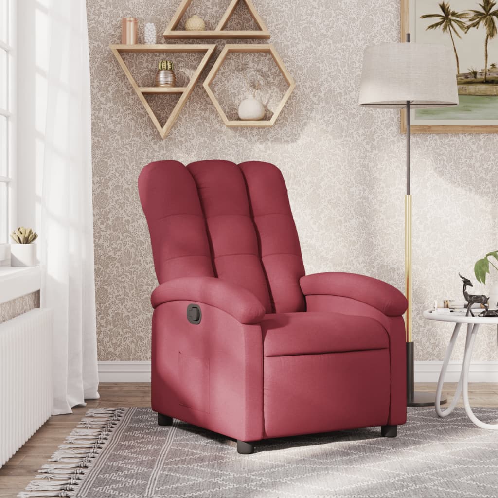 Vidaxl Foldable Armchair, Wine Red, Fabric Upholstered