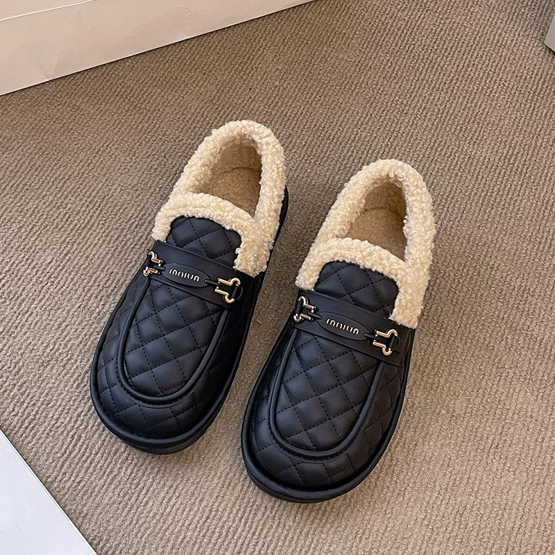 

Women s large size mid-calf soft sole heightening winter warm fur one non-slip snow boots plush lined ankle boots outdoor sports furry cotton shoes 38 чорний