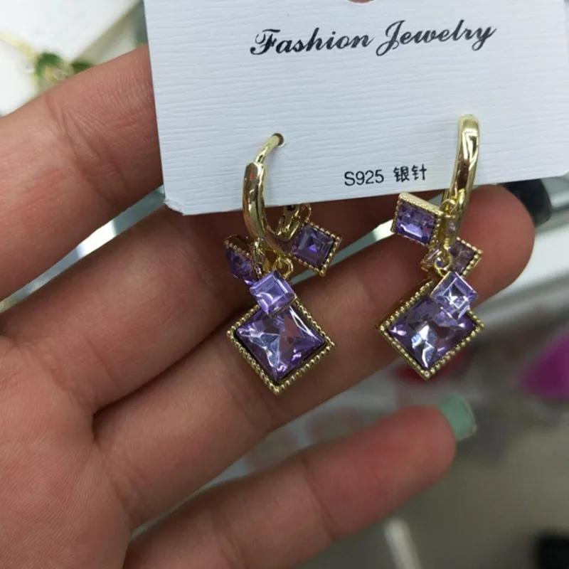 Geometrische Quadratische Braune Zirkon Anhängerohrringe Für Damen Modisches Personalisiertes Tägliches Accessoire Party Geburtstagsgeschenke