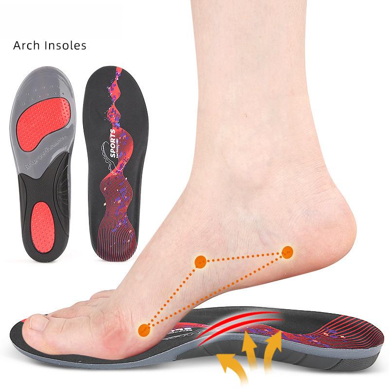 Sports Insoles Men's and Women's Military Training Running Basketball Arch Support Full Pad TPE High Elastic Shock Absorption Casual Insole
