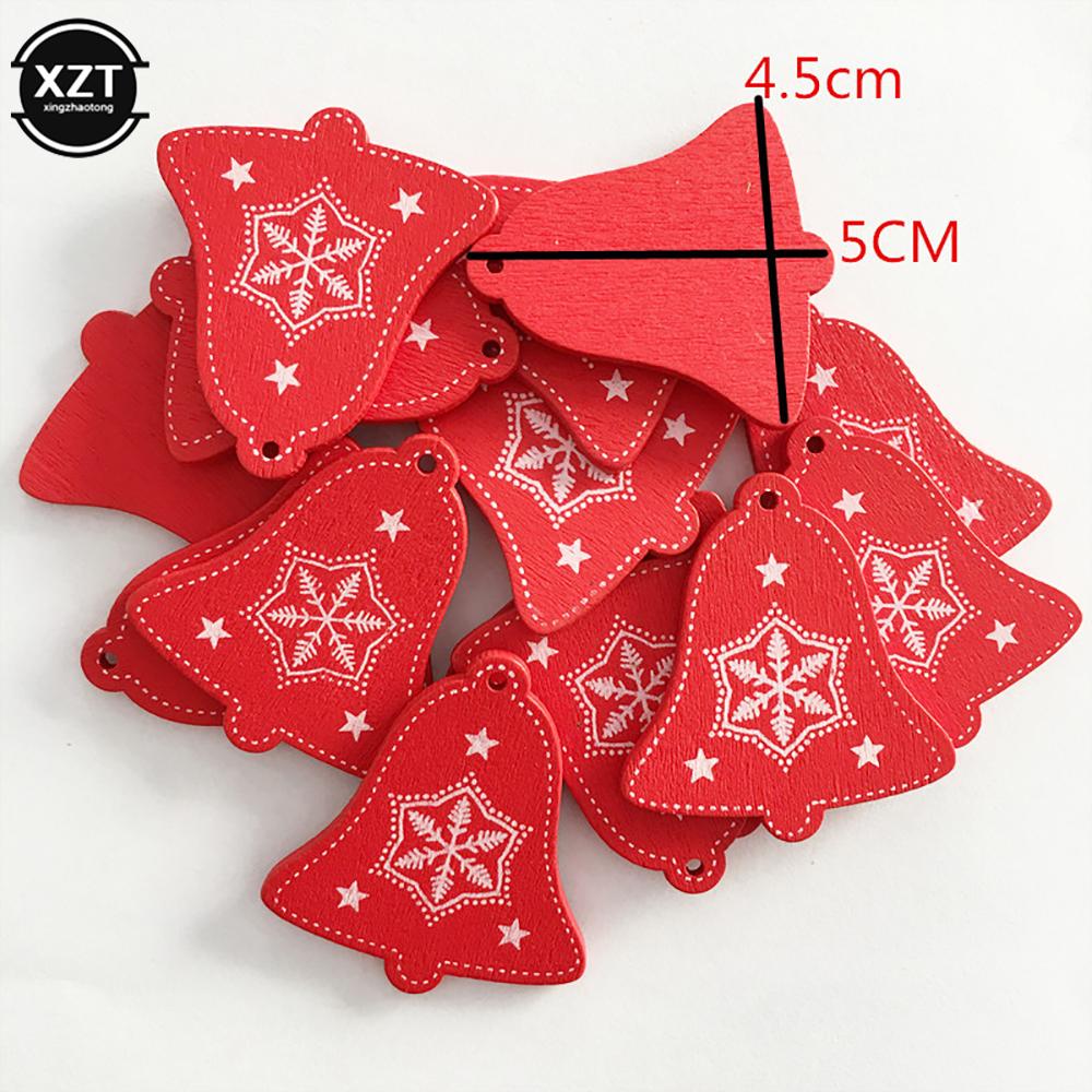 10PCs 5cm Wooden Christmas Ornaments Kids Toys For Chirstmas Tree Hanging Pendants Xmas DIY Decoration For Home Party New Year