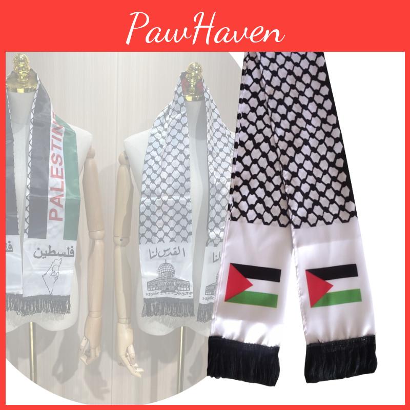 Palestine Flag Scarf 14*130cm Double Layered Polyester Fabric