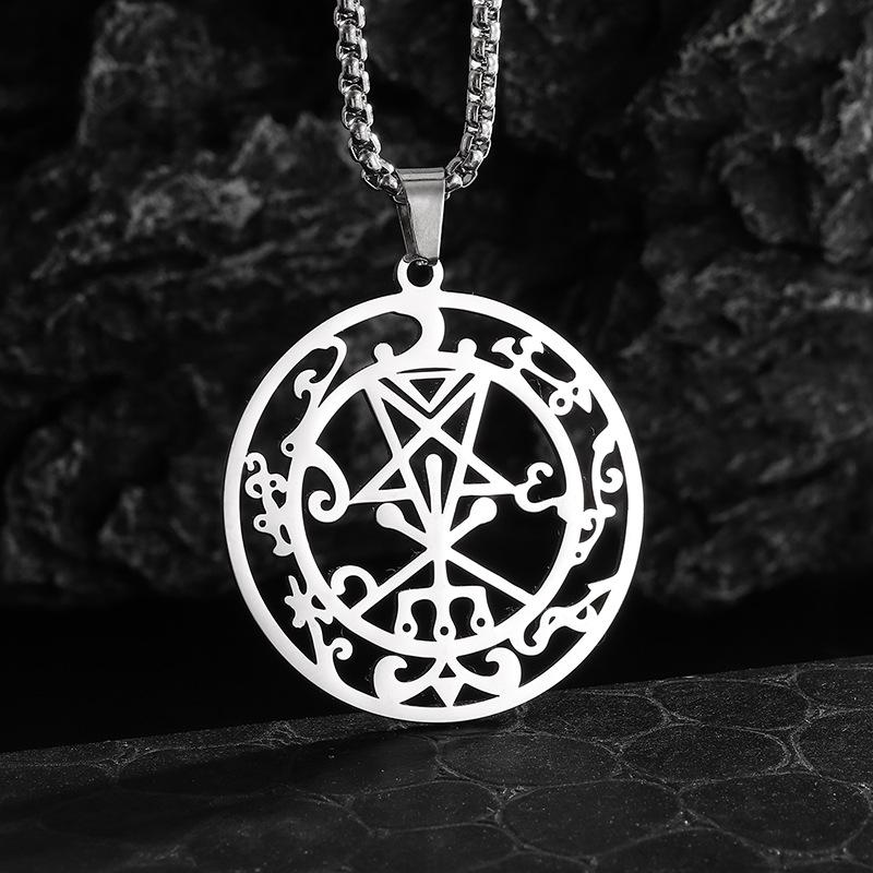 European and American Lucifer Satan Demon Hollow Five Pointed Star Necklace Stainless Steel Fashion Pendant Ornament