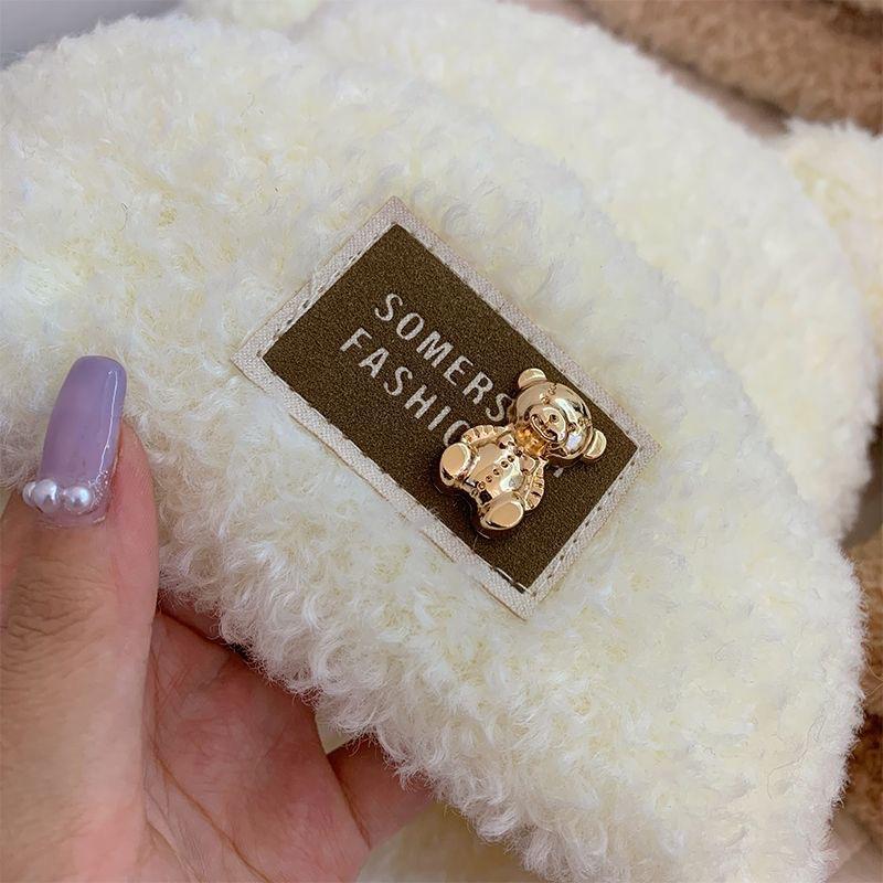 Ears Bear Wool Hat Women's Autumn and Winter Plush Thickened Knitted Hat Korean Version Cute Niche Cold Hat Women's Winter