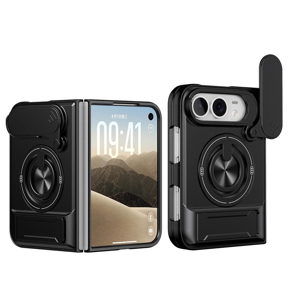 KEYSION Magnetic Phone Case for iPhone Duo Slide Camera Protection Upright Kickstand 360° Ring Shockproof Cover for iPhone Duo