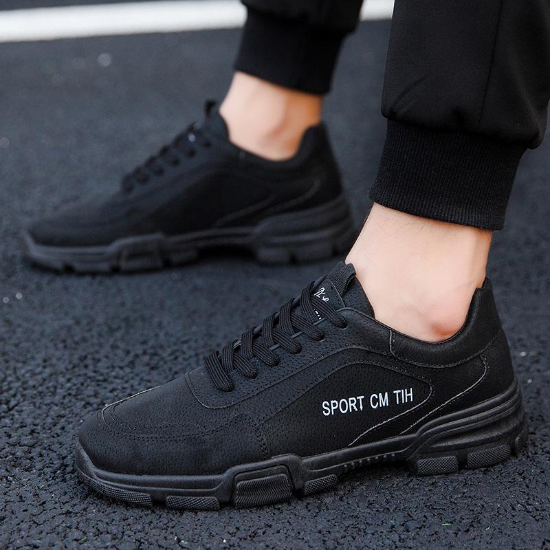 

Spring men s Martin boots men s British style low-top shoes men s tooling trendy shoes boots medium-top men s shoes military boots non-slip 39 чёрный