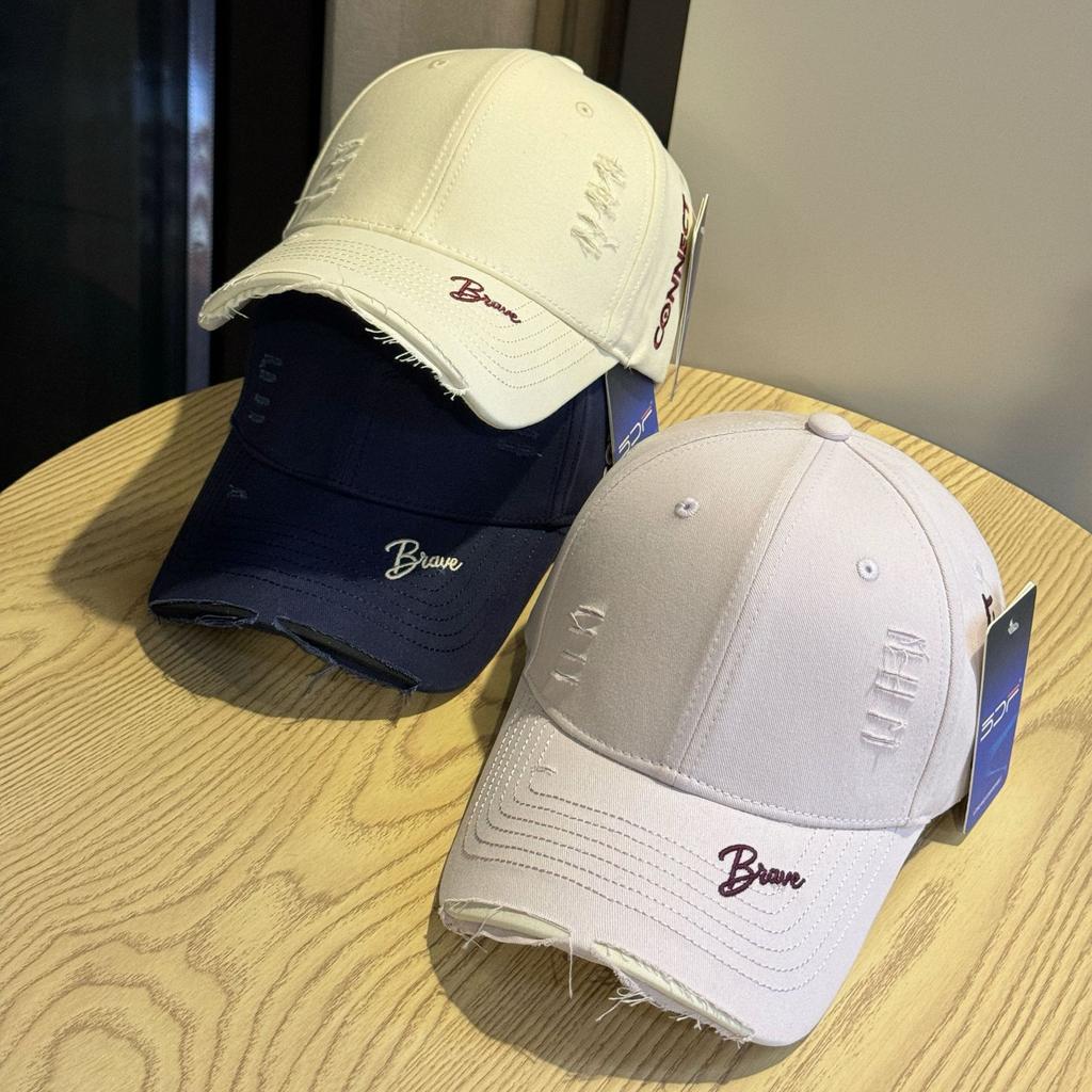Korean-style large head circumference hard-brim baseball cap for women that makes the face look smaller, casual and versatile, with distressed