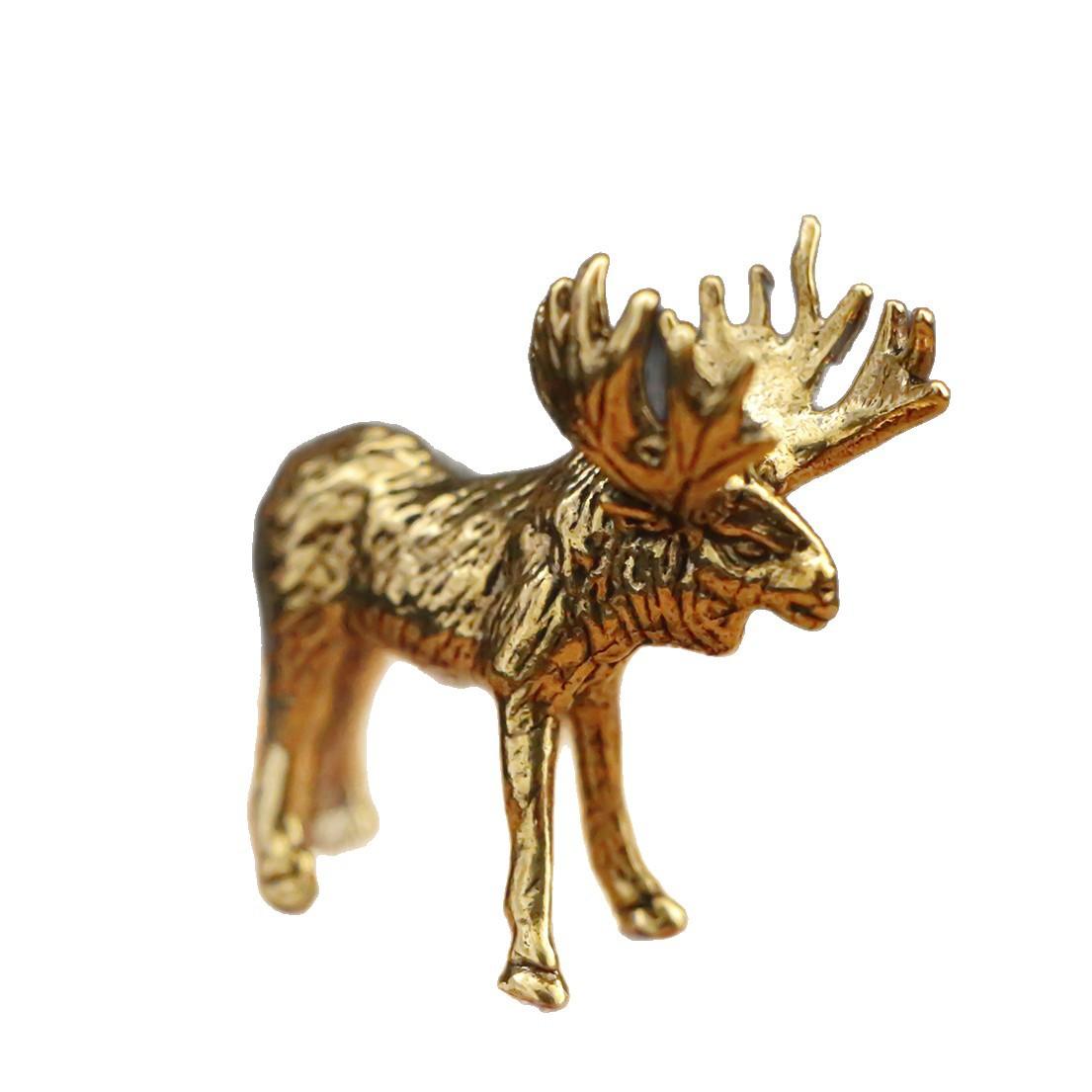 

Solid Brass Elk Ornaments Creative Copper Deer Desk Tea Pet Decoration Antique One Size