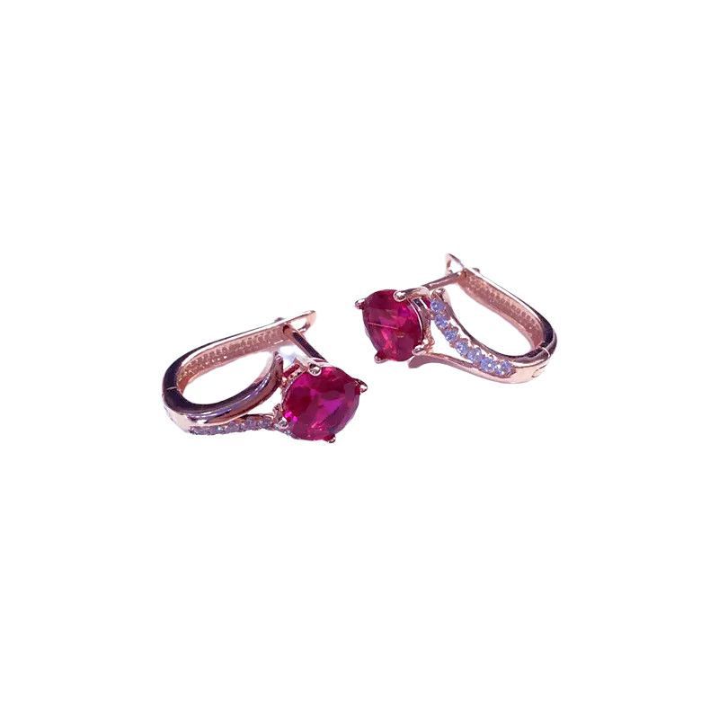 Pure Rose Gold-Plated Women'S Redstone Ear Buckles Are Shiny And Exquisite Diamond-Encrusted Colored Gold Earrings.