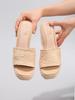 Damen-Keilabsatzsandalen aus geflochtenem Strohseil - Einzelner Riemen, Sommer-Plateau-High Heels, Europäischer & Amerikanischer Stil
