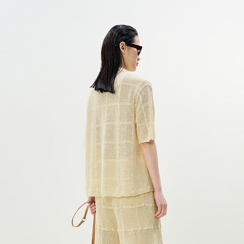 LESS 2025 Summer Polo Collar Short Cardigan