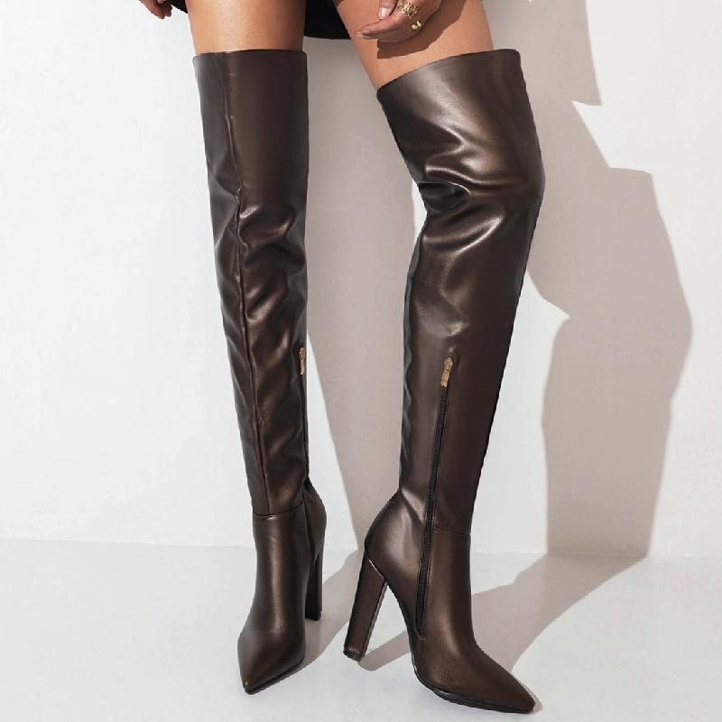 Fashion Over the Knee High Boots Women Shoes 2024 Winter Point Thigh High Boot Sexy Blue Green Party Dance Shoe Lady Big Size 48