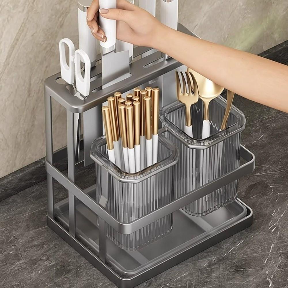 Mildew-Proof Kitchen Storage Rack Carbon Steel Cutlery Organizer Drain Rack  Countertop Storage